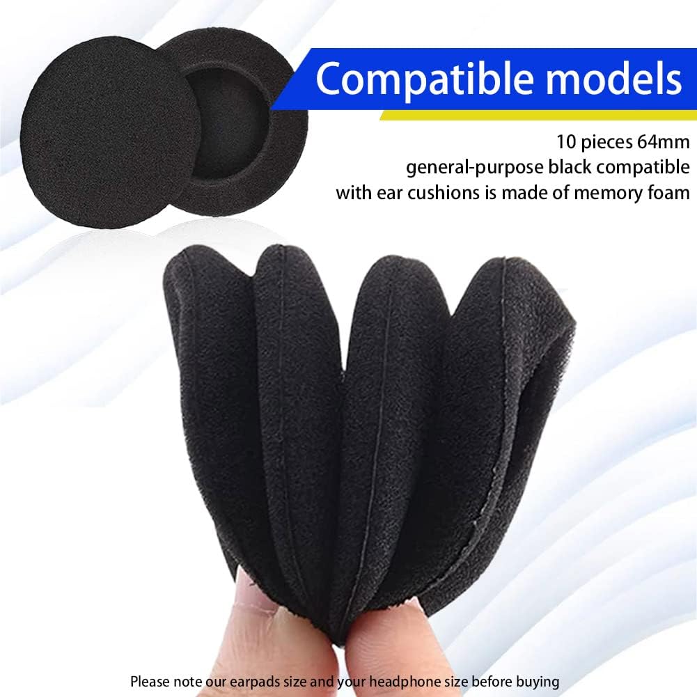 10 X Headphone Earphone Foam Ear Pad Earpad Cover 64mm