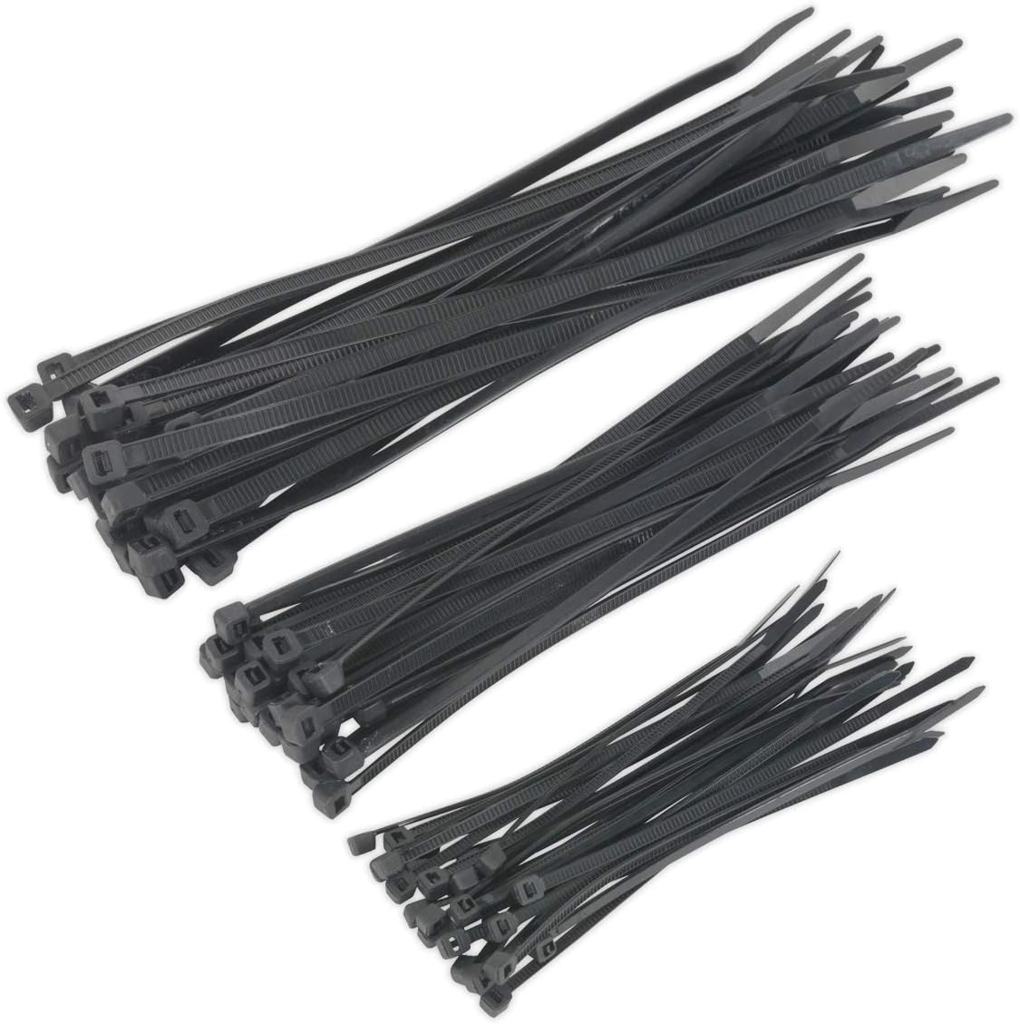 Sealey CT75B Cable Tie Assortment Black Pack of 75