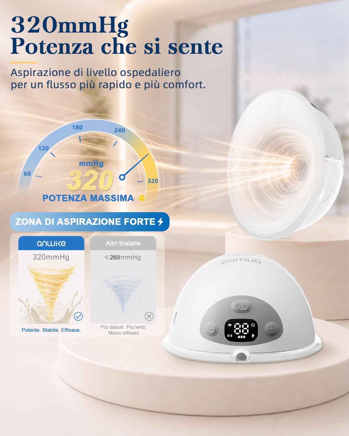 ANWIKE K10 Tiralatte Elettrico Indossabile, 4 modalità, 20 livelli