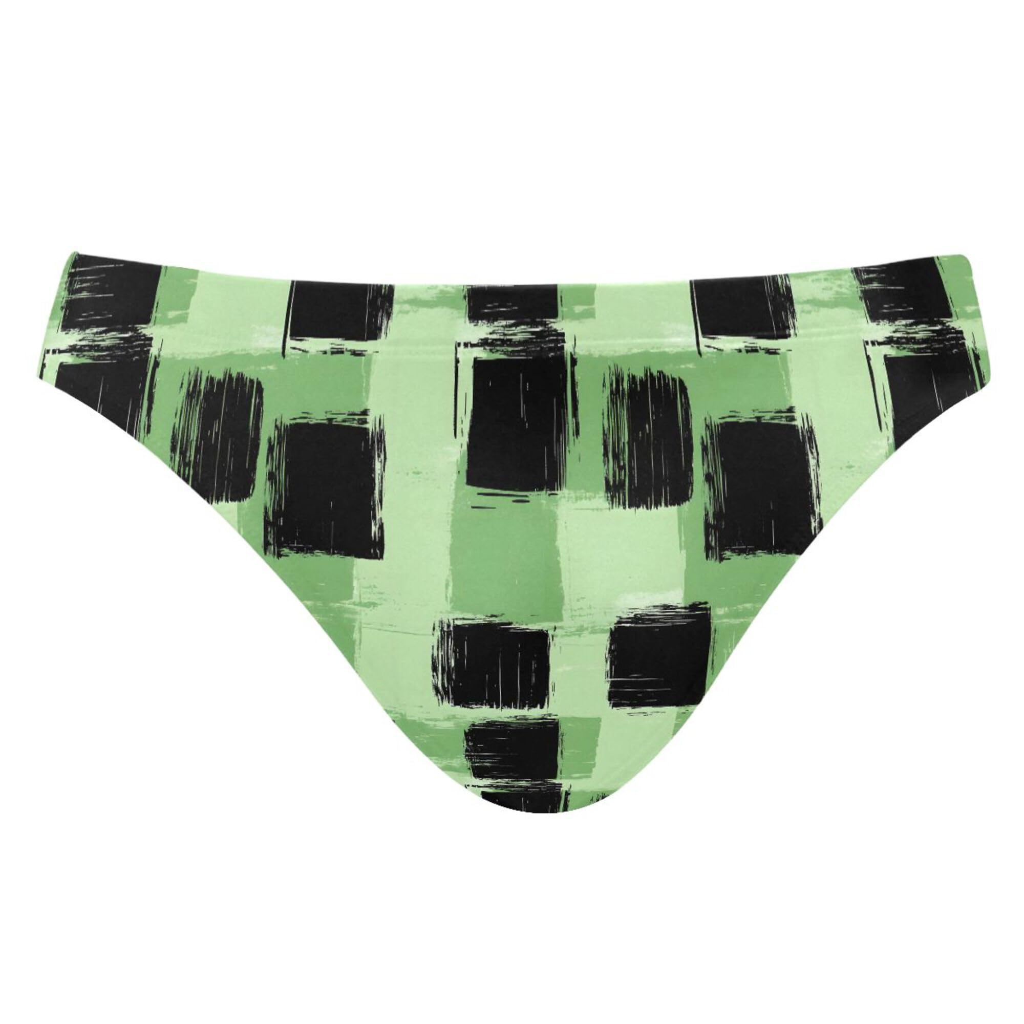 Mens Swim Briefs Green Black Buffalo Check Plaid Swimwear Bikini Swimsuit XL B0403478