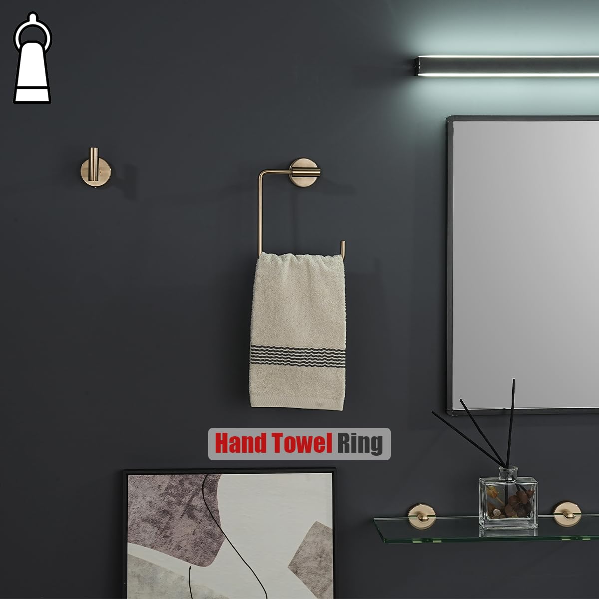 JQK Toallero de bronce champán, soporte cuadrado de acero inoxidable para baño, soporte de pared de 6 pulgadas, TR140-CB