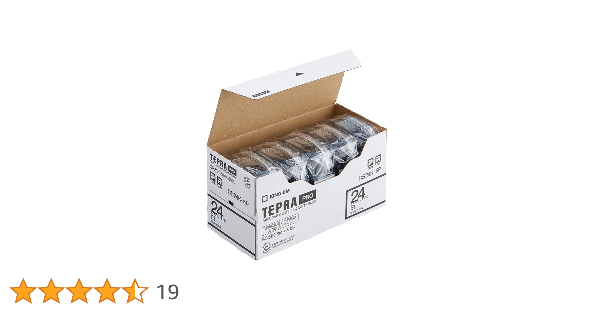 Amazon | キングジム(Kingjim) Pテープエコパック シロクロ24 白 SS24K