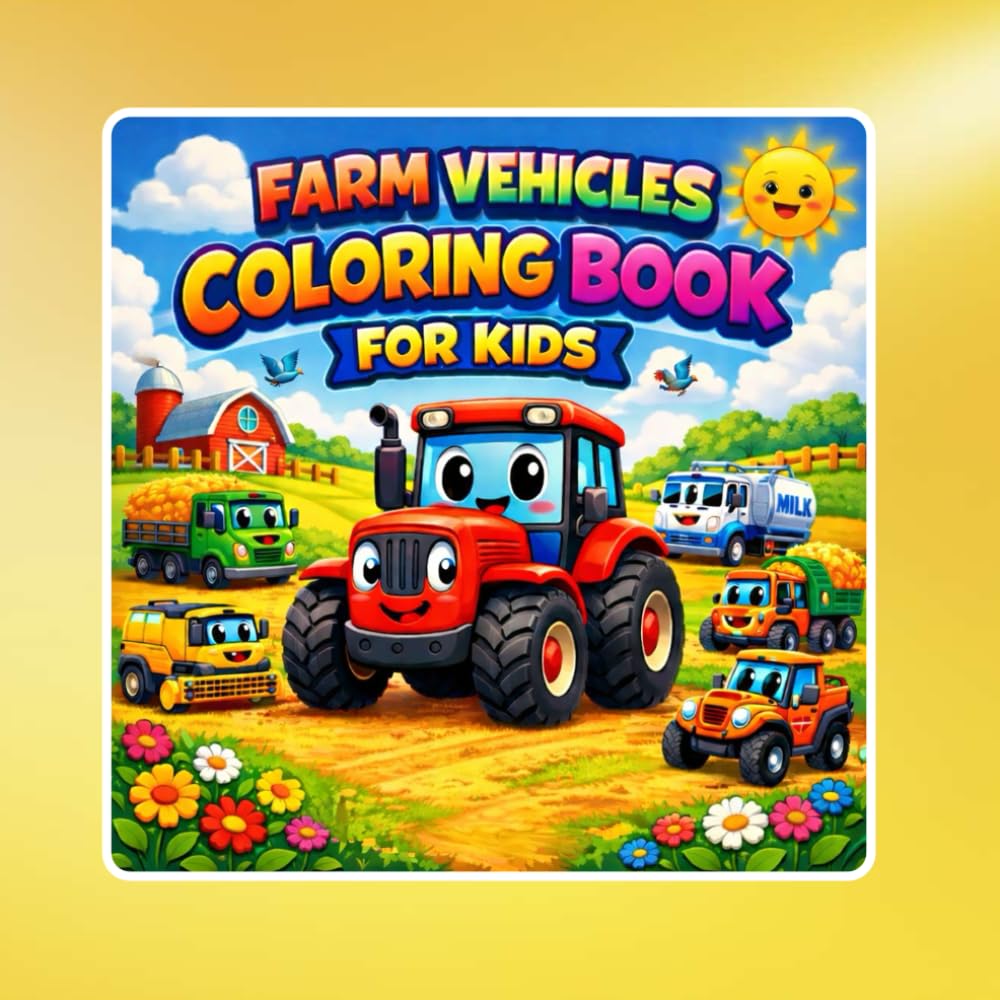 Farm Vehicles Coloring Book for Kids: Fun & Easy Farm Machines Coloring Pages for Boys & Girls | Tractors, Harvesters, Trucks & More | Ages 4–8