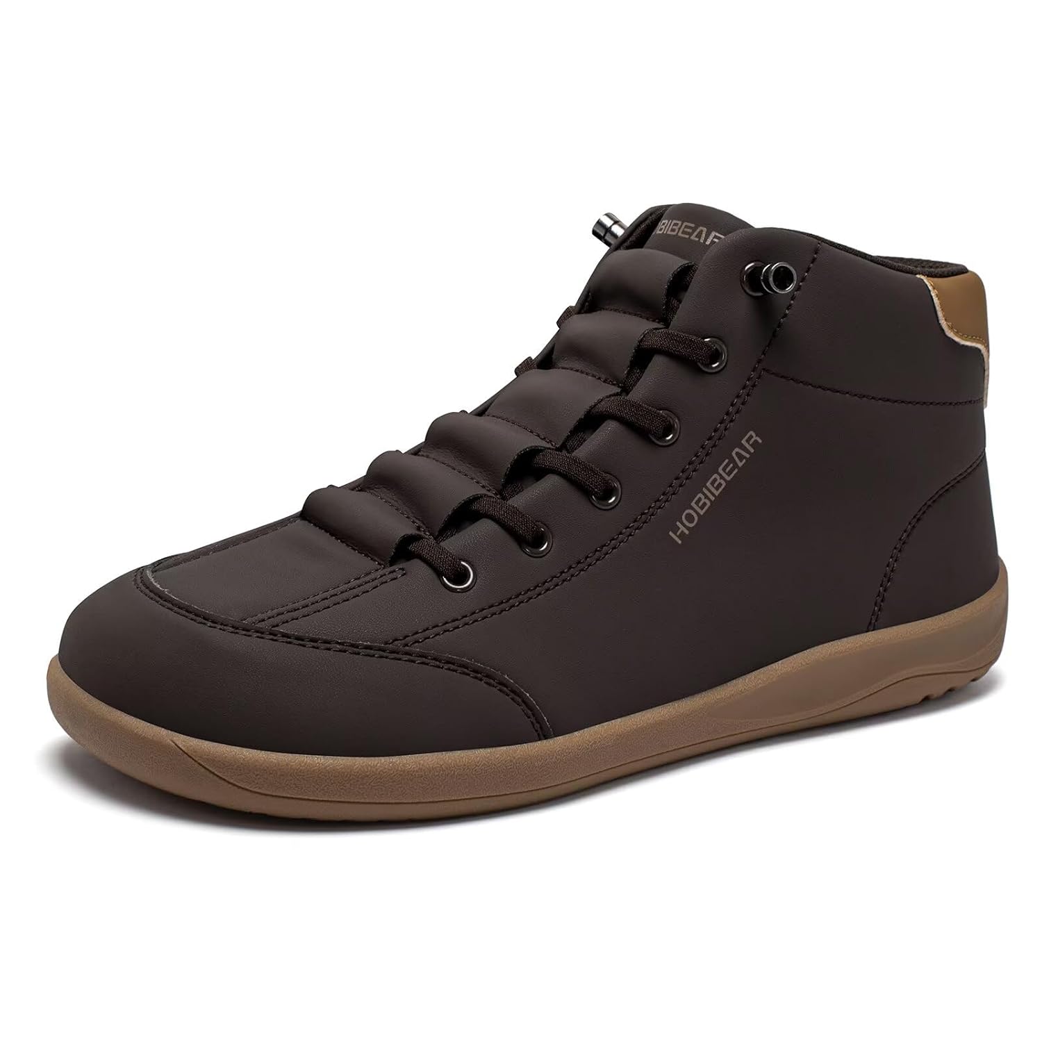 HOBIBEAR Leather Barefoot Boots Zero-Drop Wide Width Minimalist Shoes Unisex Mid Top Walking Boots