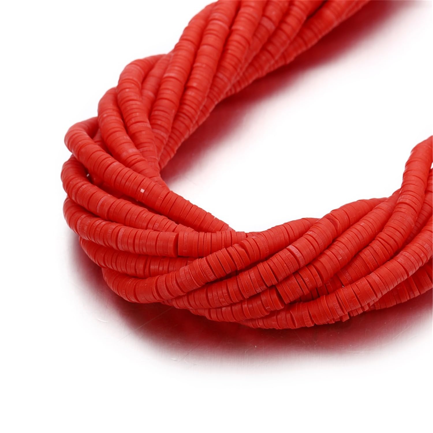 AGCFABS 1 Strands Polymer Clay Beads for Jewelry Making, Vinyl Heishi Beads 6mm for Surfer Bracelets Necklace Earrings Making (Red)