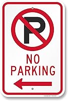Vista 9 de SmartSign Letrero de "No Parking" de 18 x 12 pulgadas con flecha derecha, aluminio de 63 mil, material reflectante laminado 3M, rojo, negro
