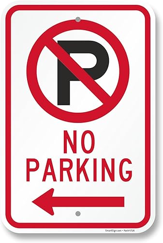 Miniatura 9 de SmartSign Letrero de "No Parking" de 18 x 12 pulgadas con flecha derecha, aluminio de 63 mil, material reflectante laminado 3M, rojo, negro