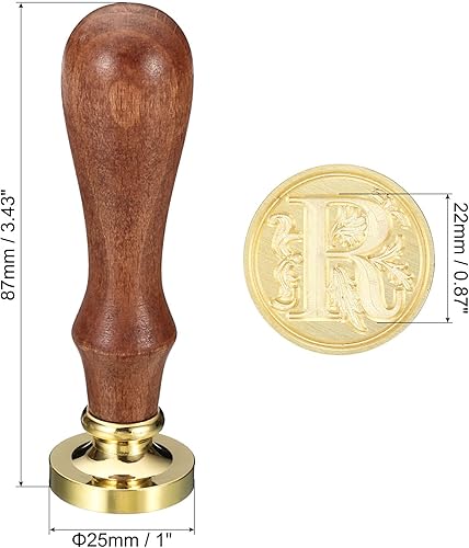 Miniatura 2 de PATIKIL Sello de cera Alphabet R, sello de cera de sellado de letra inicial, clásico retro, cabeza de latón extraíble, mango de madera para tarjetas
