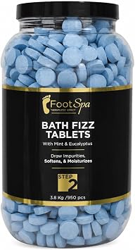 Foot Spa Professional Pedicure Soak - Functional Pre-Treatment for Pedicures with One 8 lb Jar for 950 tablets, Effortlessly Dissolves Hardened Skin for a Smooth, Clean Canvas - 128 Ounce