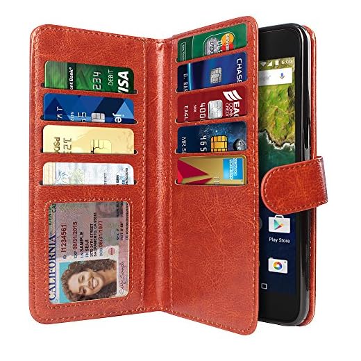 NEXTKIN Case Compatible with Huawei Google Nexus 6P, Leather Dual Wallet Folio TPU Cover, 2 Large Pockets Double Flap, Multi Card Slots Snap Button Strap for Google Nexus 6P - Dark Brown