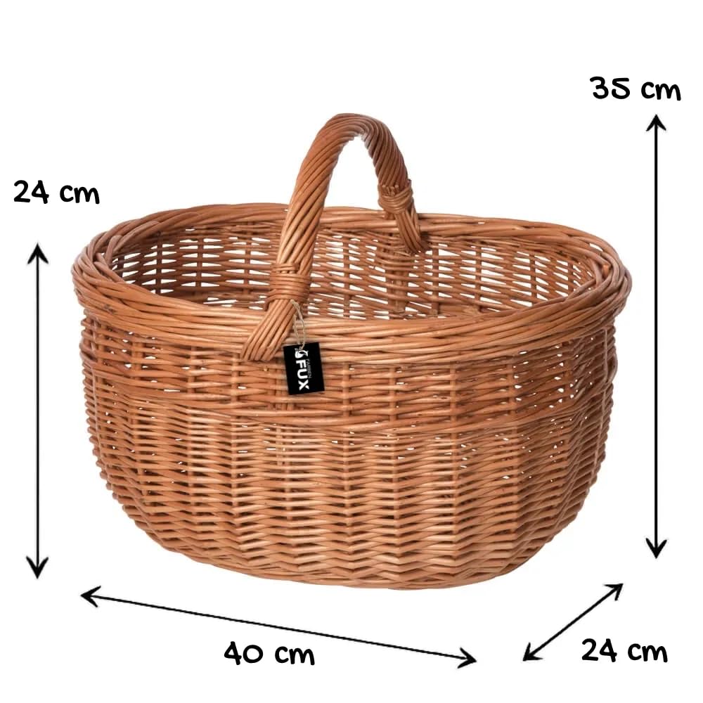 Einkaufskorb Weide oval gesottener geflochtener Henkel Marktkorb 40x34cm