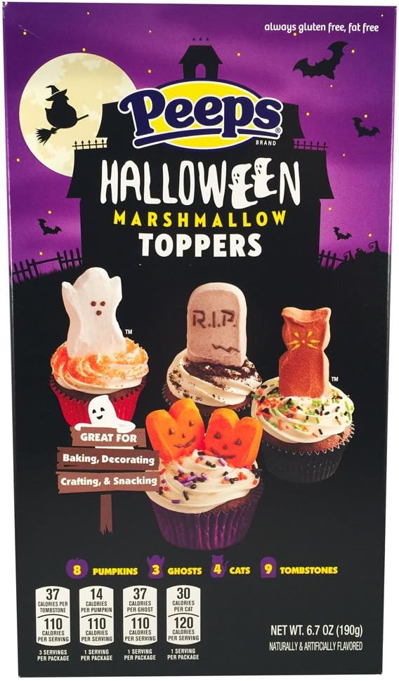 Peeps Halloween Marshmallow Toppers, Pumpkins, Ghosts, Cats, and Tombstones, 6.7 Oz