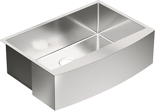 Moen G18121 Prep - Fregadero de cocina de acero de calibre 18 para montar debajo del delantal, cuenco individual, 30 x 21 pulgadas, acero inoxidable