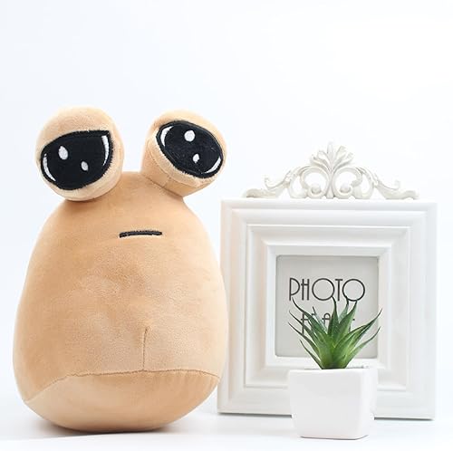 Miniatura 2 de BULINGNA Lindo peluche de Pou de dibujos animados, juguete de peluche de Alien Pou, regalo de cumpleaños para niños y adultos (caqui, 8.66 pulgadas)