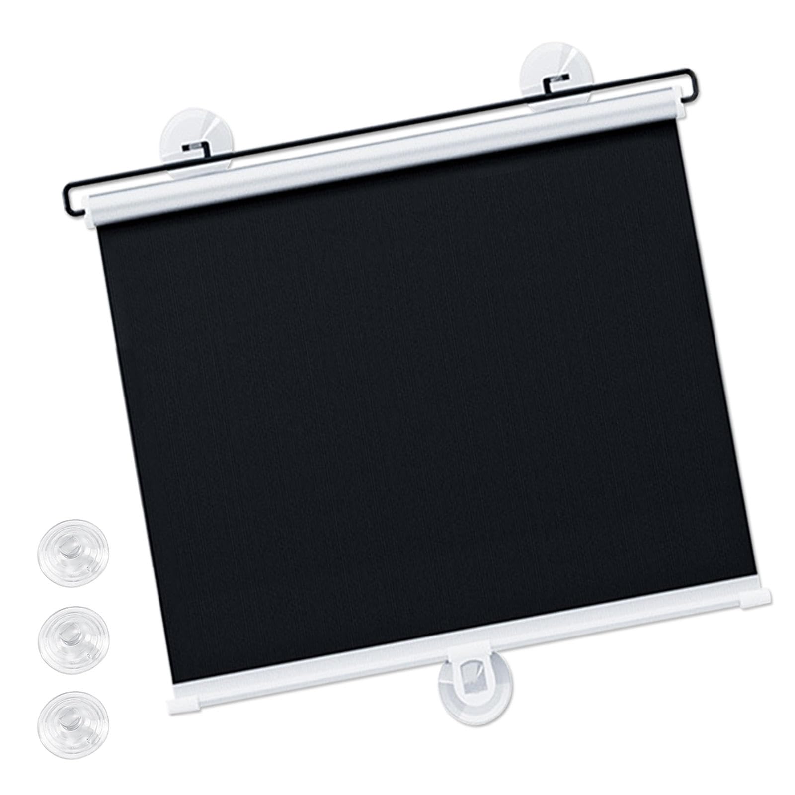 Kgudys Black Portable Sunshade Roller Blinds 30/40/58/68/75/80Cm,No Drilling Required Roller Shades,Retractable Blinds,Temporary Out Blinds For Bedroom,Study Room,With Suction Cups,-50X90cm/20X35in