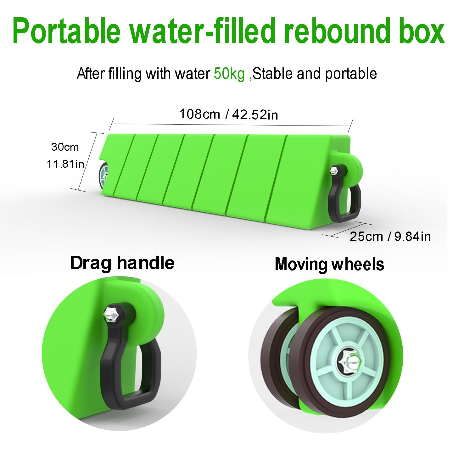 Pannello Rimbalzo Calcio, Muro da Allenamento Regolabile – Attrezzo per Passaggi e Controllo Palla, Trainer Portatile, 50 kg di Stabilità (Size:108 * 25 * 30cm(42.52 * 9.84 * 11.81in))