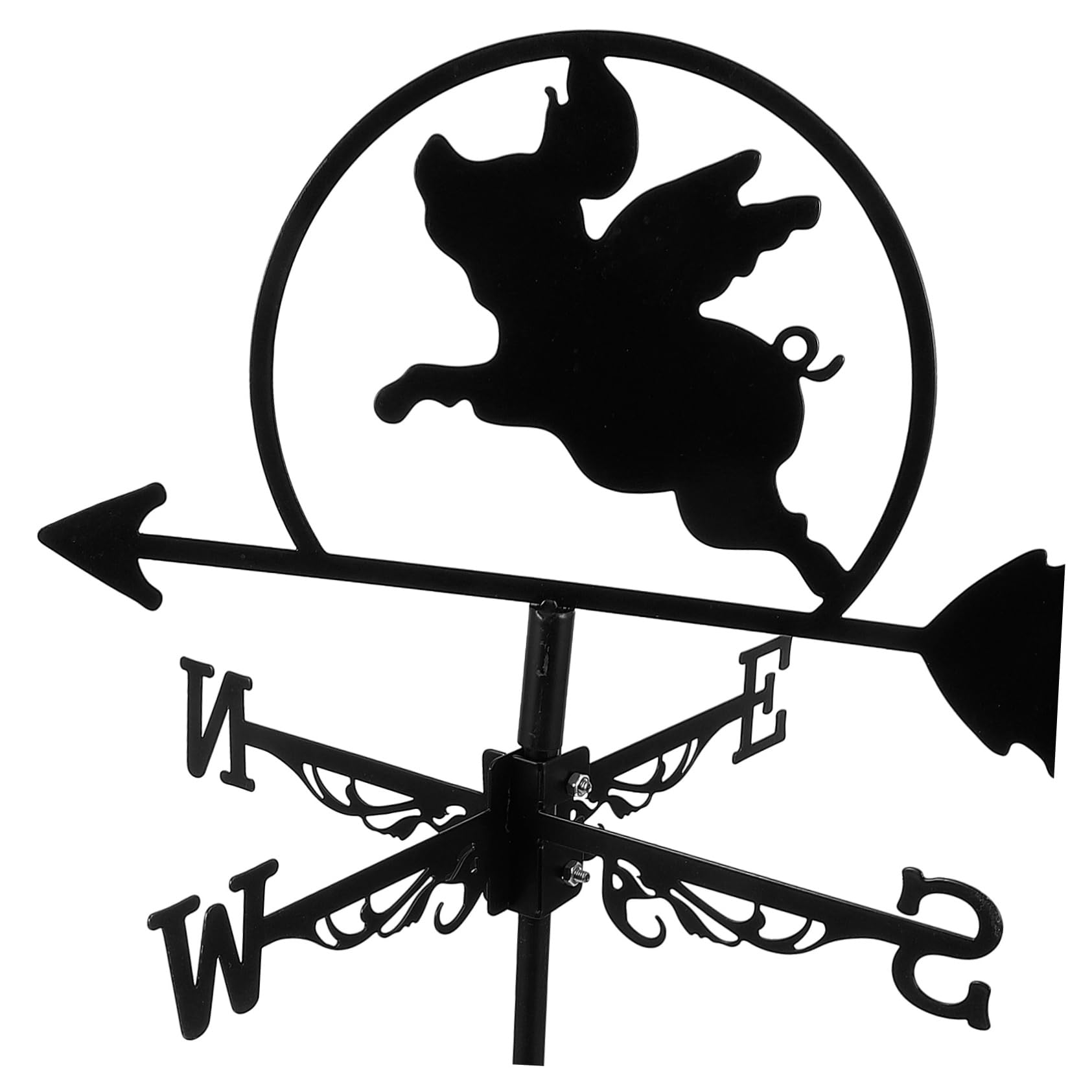 Eisen Wetterfahne Garten Dekoration Windrichtungsanzeiger für Hinterhof und Garten Rostfreier Gartenstecker mit Fliegendem Schwein Design für Außendekoration