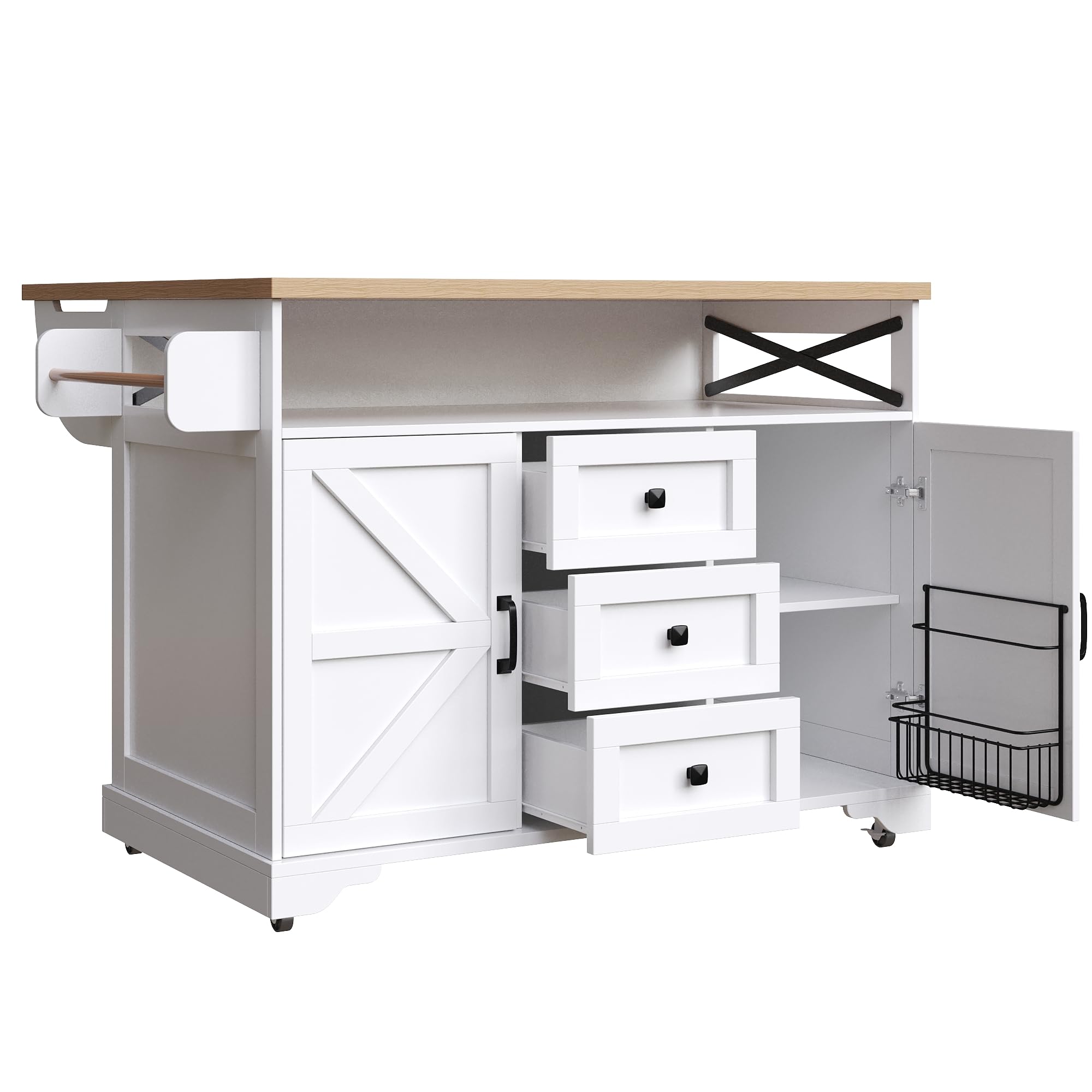 Carrello da servizio da cucina arrotolabile con tavolo pieghevole e illuminazione a LED, per snack, multifunzionale come isola da cucina, mobile bar, tavolino da cucina, mobile da cucina, tavolo da