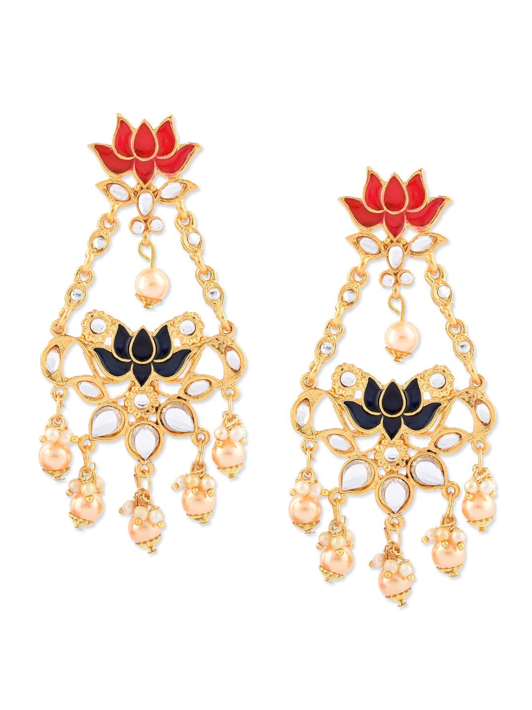 Zaveri Pearls Enamelling Lotus Design Traditional Dangle Earring For Women-ZPFK8892 (B07XJMQ5BB) Amazon Price History, Amazon Price Tracker