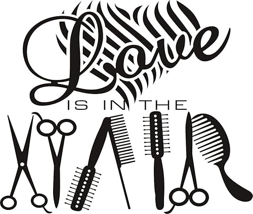 Miniatura 9 de Adhesivo de pared para ventana de peluquería y peluquería de peluquería y peluquería de moda moderna, decoración de vinilo, color negro, 23 x 15