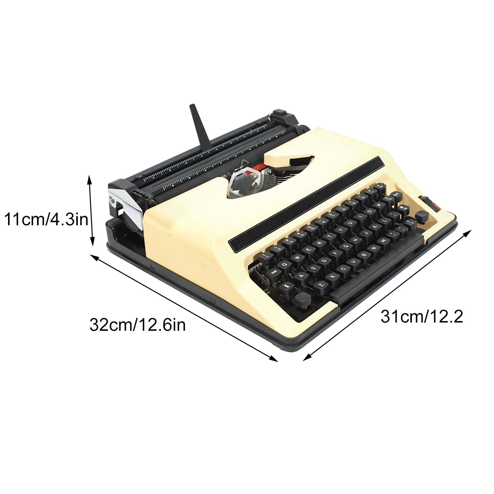 Retro Typewriter Black, Portable Manual Typewriter, Nostalgic Typewriter for Crafting Room Decorating Gifts and Notes Letters