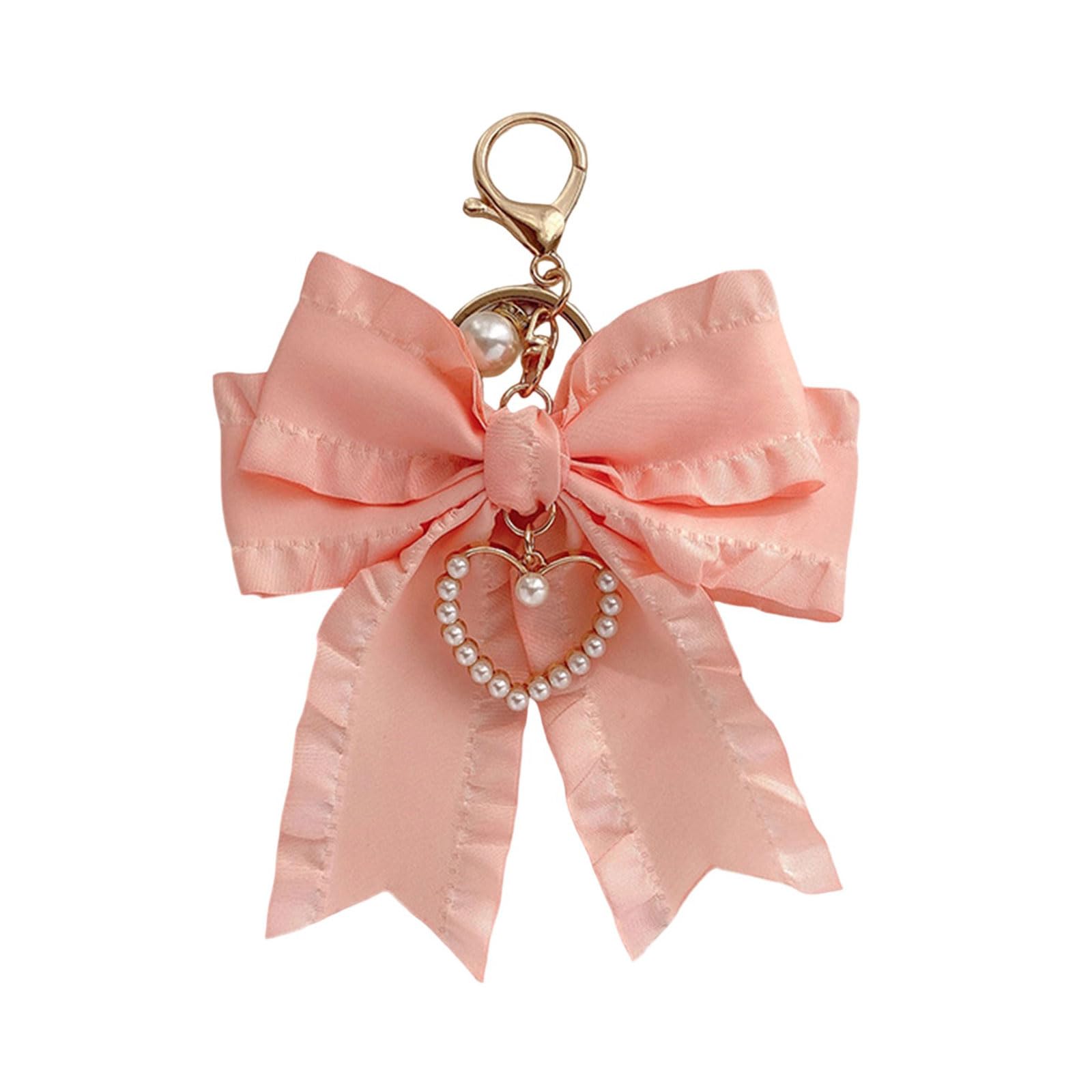 Tsophreniq Bowknot Purse Pendant Keychain Charm for Women Pearls Bag Accessory Cuteness Handbag and Backpack Decoration Bowknot Purse Keychain