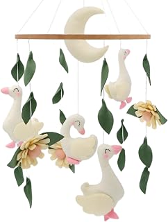 Handmade Goose Crib Mobile - Felt Nursery Decor for Bassinet, Gender Neutral Baby Shower Gift, Newborn Mobile by Gueiddi