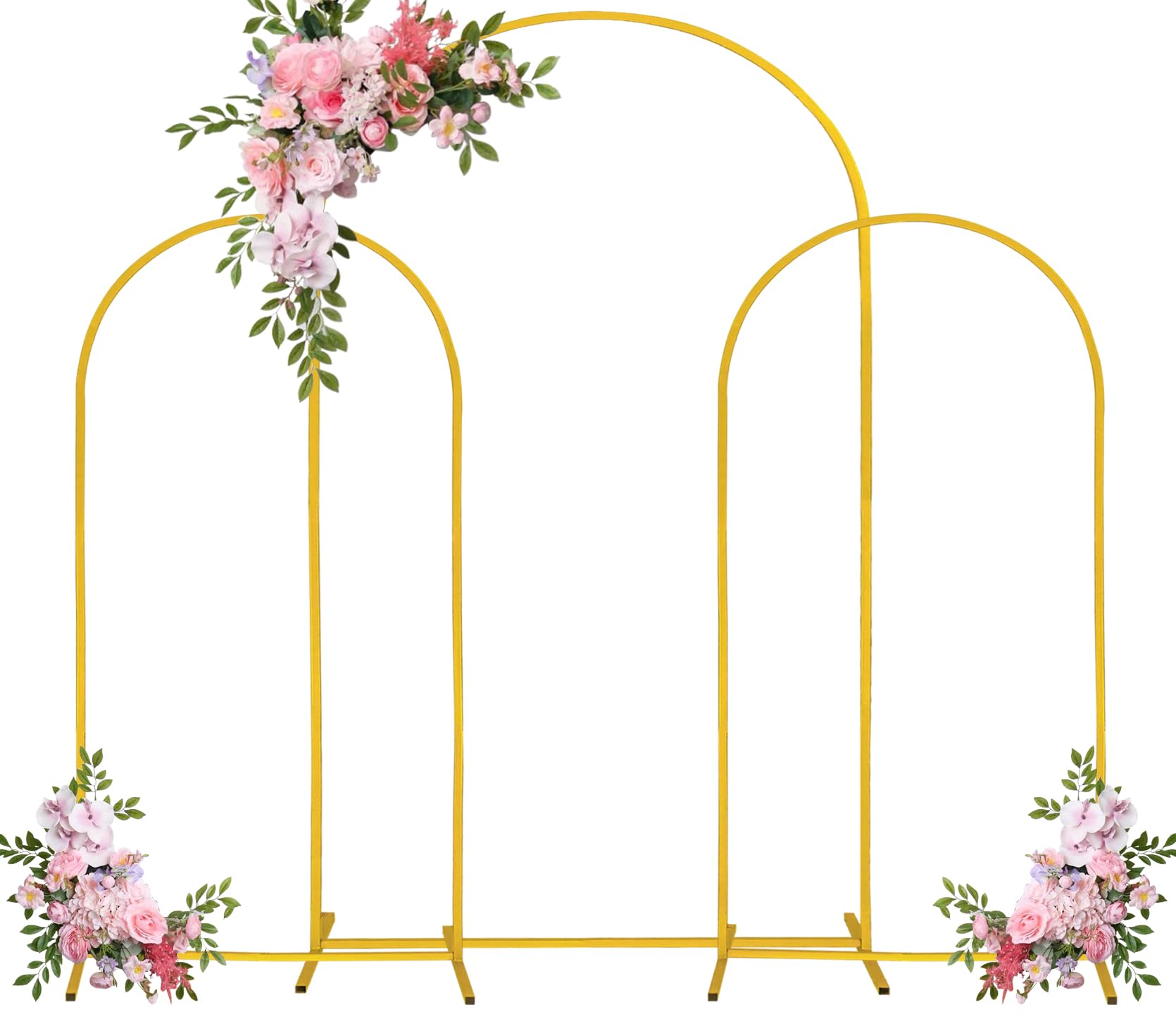 Arch Backdrop Stand 7.2FT, 6FT, 6FT Set of 3 Gold Wedding Arch Stand Balloon Arch Stand Stable Metal Arch Backdrop Frame for Wedding Ceremony Birthday Party Bridal Baby Shower Banquet Decoration