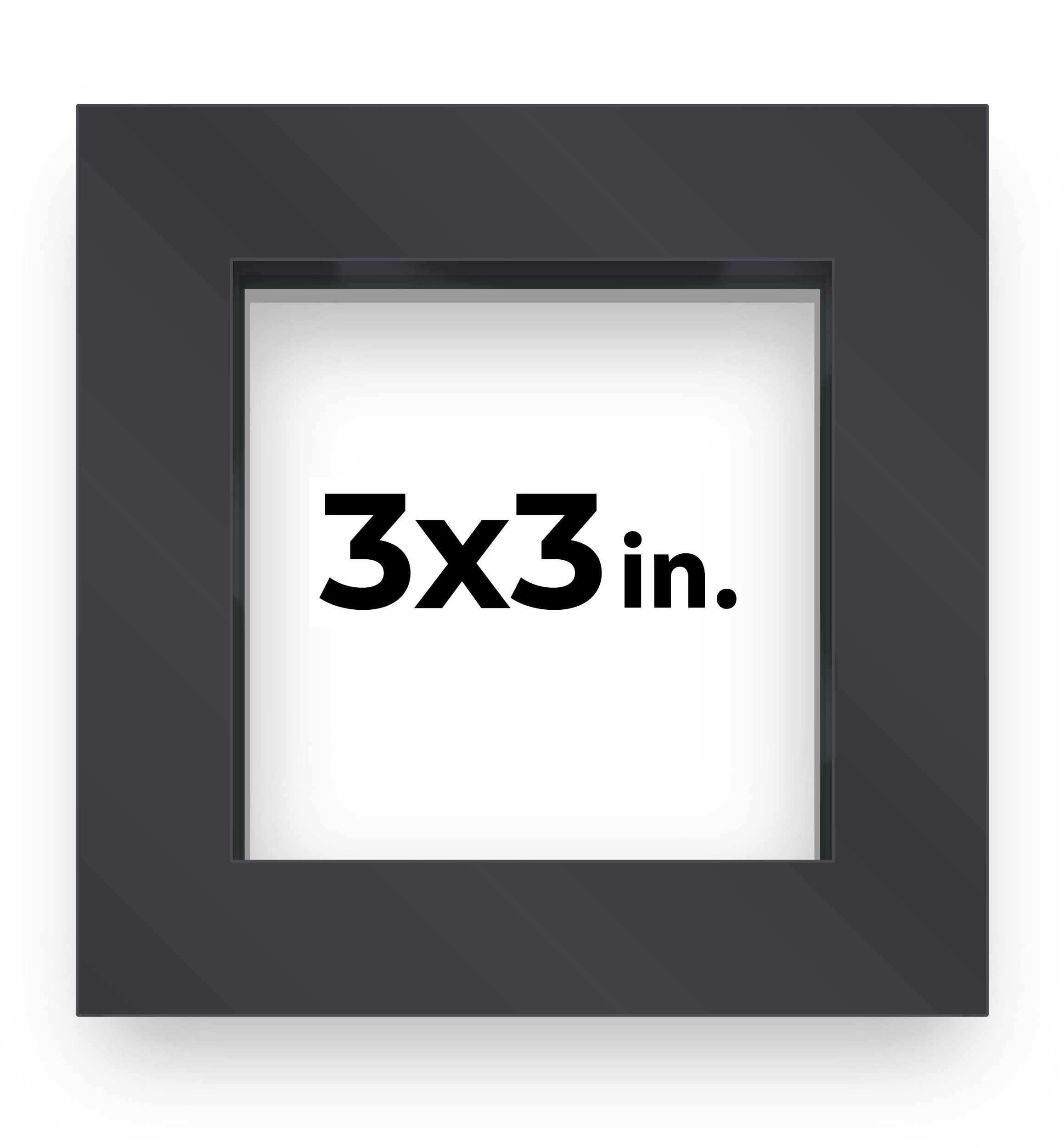 3x3 Inch Shadow Box Frame Contemporary Black Finish | 3/4