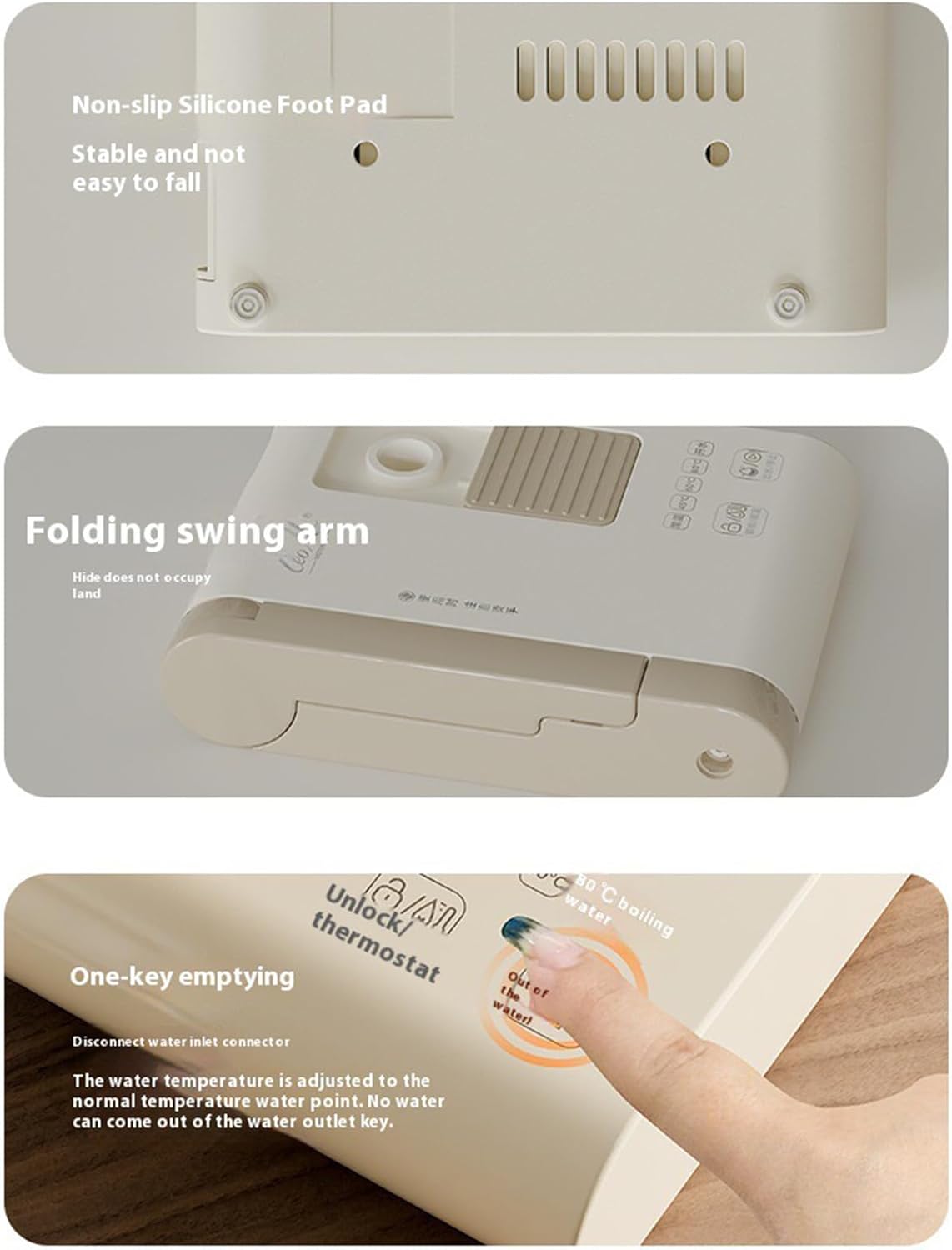 Instant Hot Water Dispenser Mini Portable 1 Seconds Fast Heating 2000W 5 temperatures for Camping Home Kitchen Travel Hiking Beige