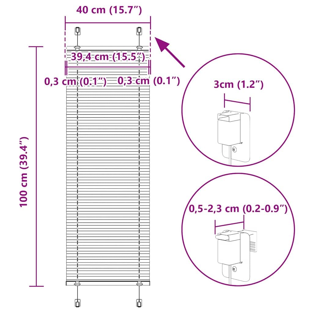 vidaXL Tenda Plissettata Crema 40x100 cm Larghezza Tessuto 39,4 cm, Tenda per Finestra Plissettata, Tenda Plissettata, Tenda a Fisarmonica
