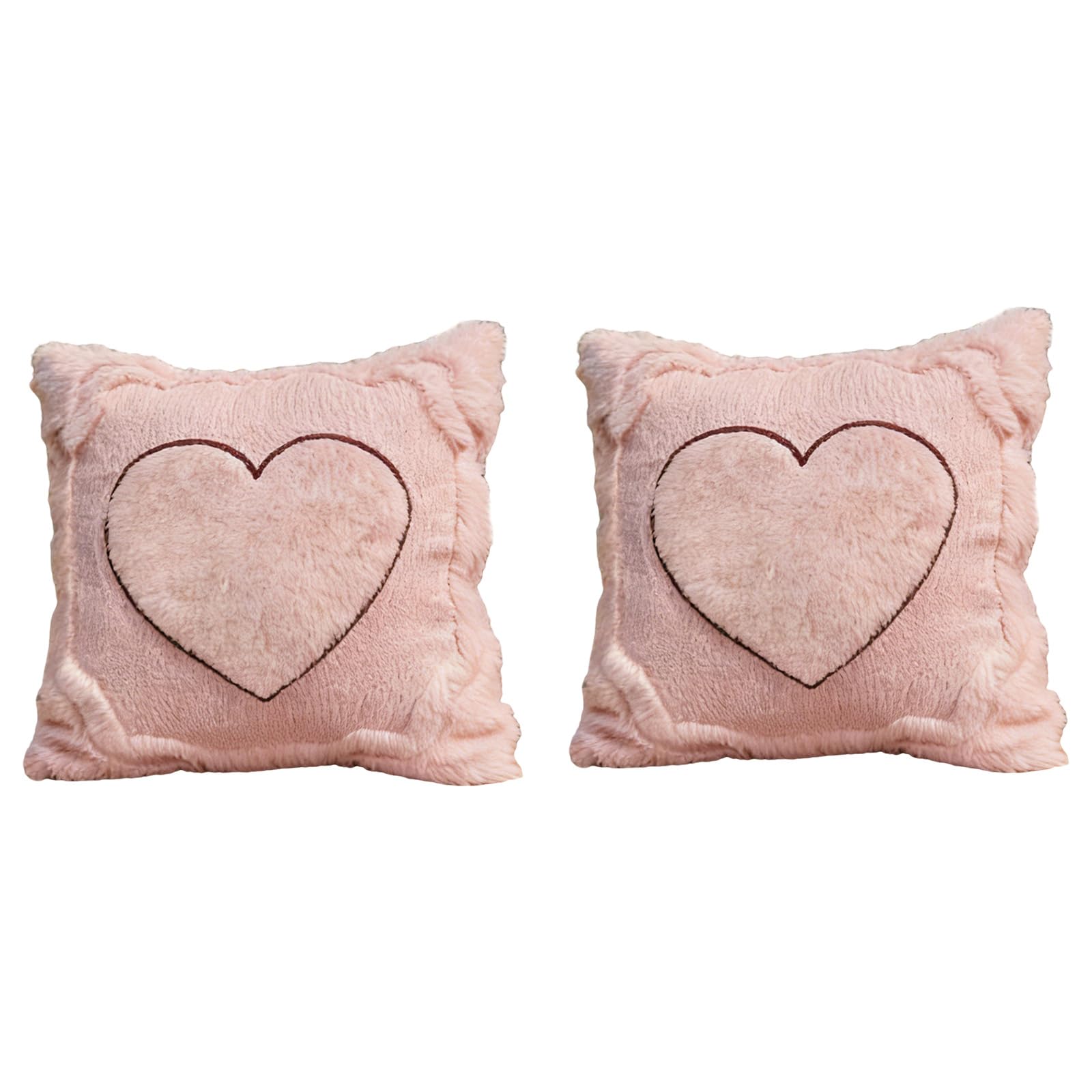 Kaeltsyn 2Pcs 45x45cm Throw Pillow Covers with Zippers Valentines Day Love Heart Plush Textured Square Cushion Covers Pillowcases Sofa Pillow Cover