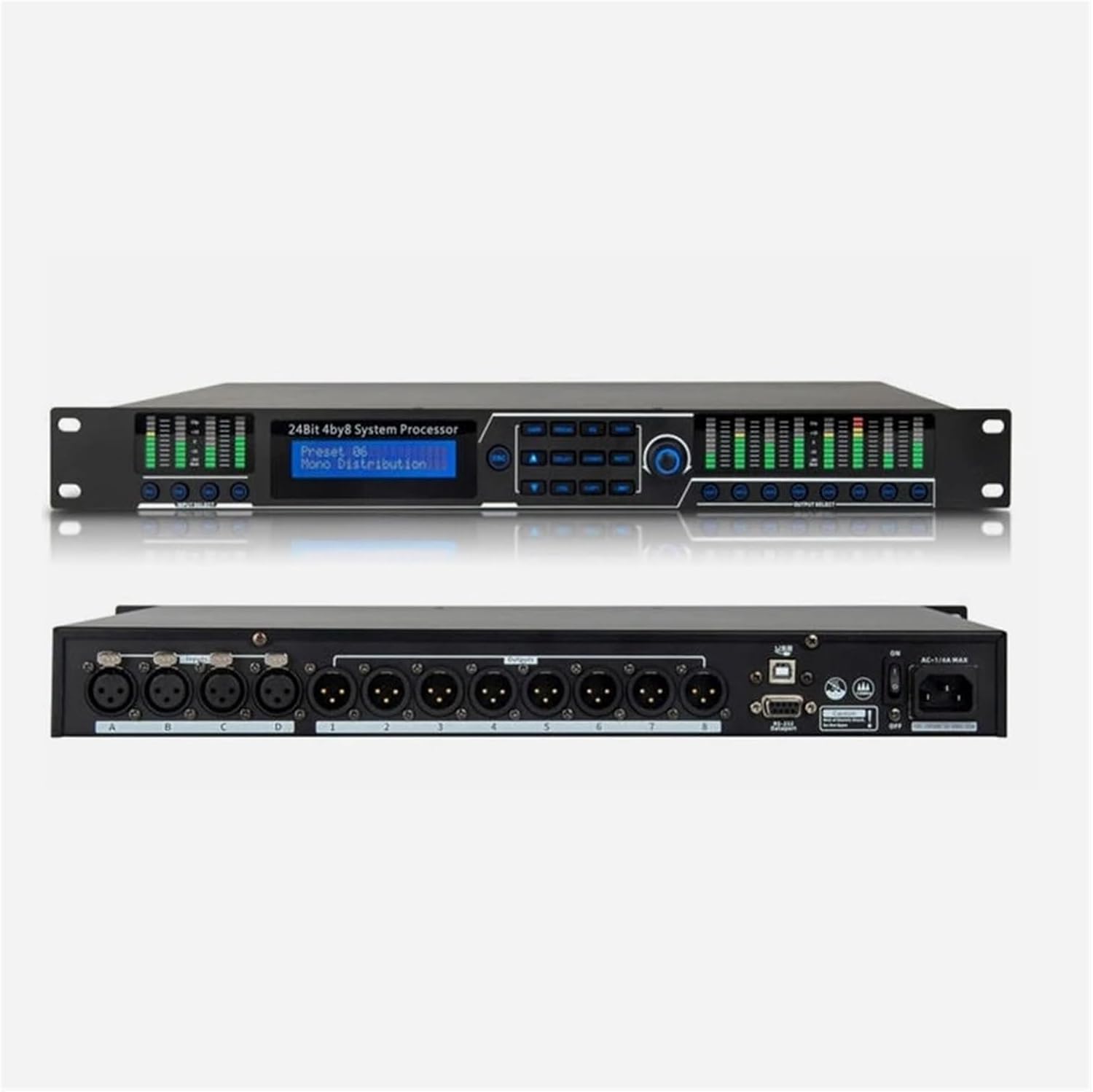 Graphic Equalizer Audio Equalizer Dj 24Bit 4By8 4In 8Out DSP Processor Audio for Recording Studion