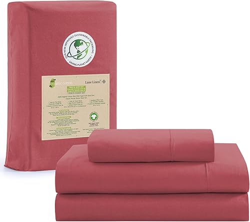 LANE LINEN - Juego de sábanas tamaño individual 100% algodón orgánico percal de fibras largas, 3 piezas, suave, transpirable, para colchones de disponible en Yaxa Peru