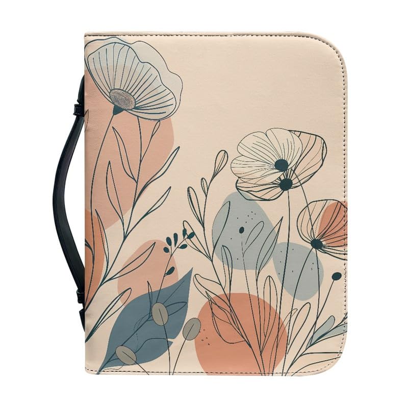 Kuiaobaty Modern Leaf Print Book Cover Case with Inside Pocket, Sketches Leaves Book Protective Bag with Pen Pockets Faux Leather Book Case