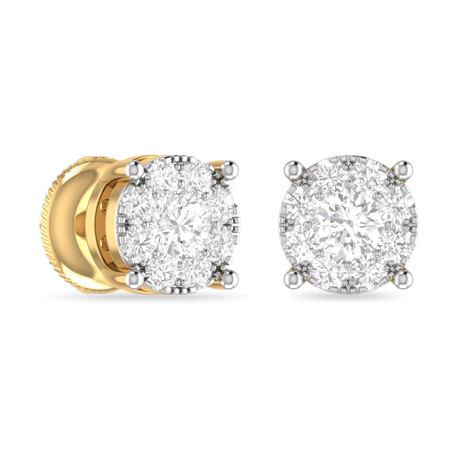 Yellow Gold and Solitaire Stud Earrings for Women-image-26