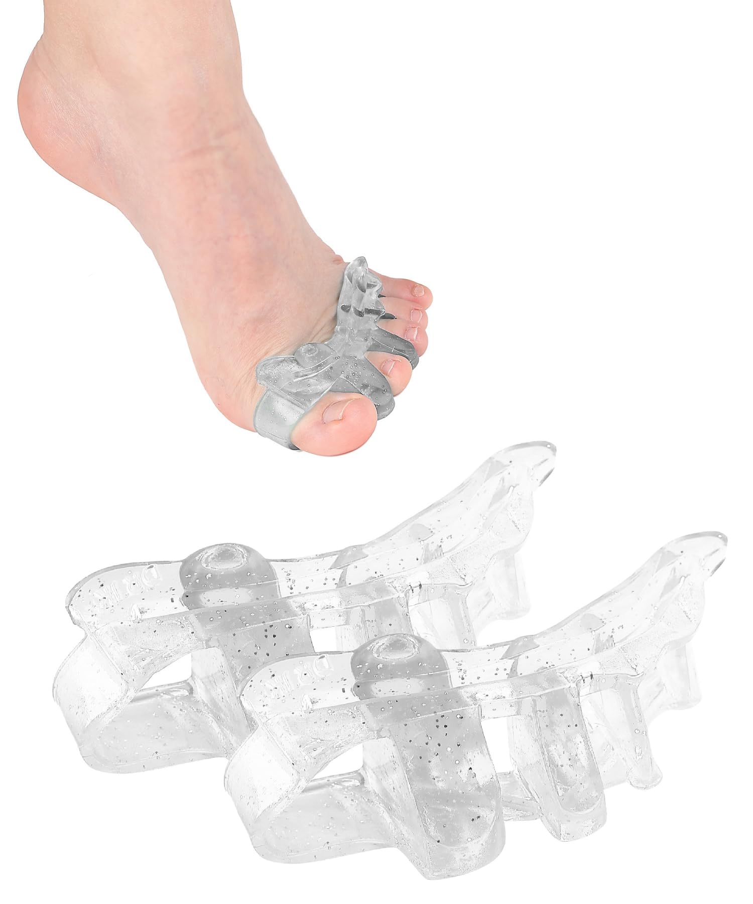 Dr. JK- ToePal Gel Toe Separator, 1 Pair, Clear, Hammer Toe Straightener for Women and Men, Bunion Corrector