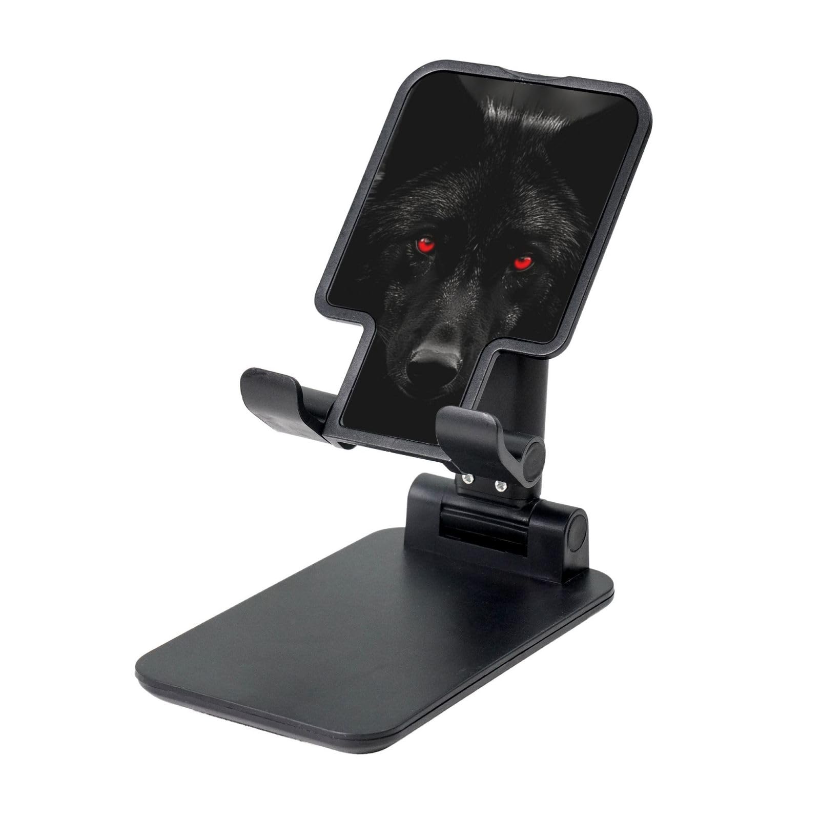 SDTYKHJ Cell Phone Stand Holder for Desk Angle Height Adjustable Cell Phone Holder Foldable Cellphone Cradle Dock Black Red Eyed Wolf Desktop Phone