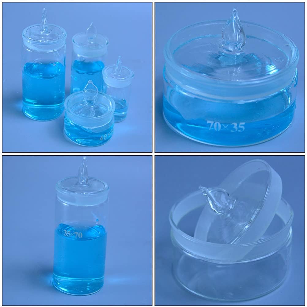 Hemobllo Glass Weighing Bottles Set of 4 – Low Form Tall Form Specific Gravity Bottle Borosilicate Glass – for Lab Chemical Analysis Hospital Testing for Solid Sample Weighing