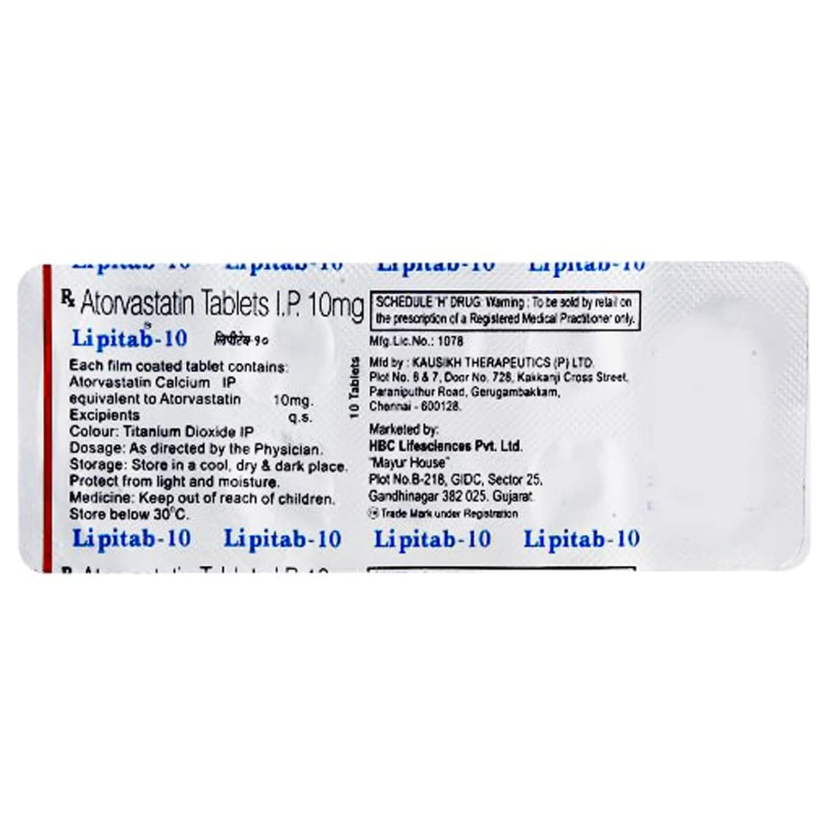 Lipitab-10 - Strip of 10 Tablets