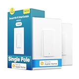 Meross Smart Light Switch Supports Apple Homekit&comma; Siri&comma; Alexa&comma; Google Assistant & SmartThings&comma; 2&period;4Ghz WiFi Light Switch&comma; Neutral Wire Required&comma; Single Pole&comma; Remote Control Schedule&comma; 2 Pack