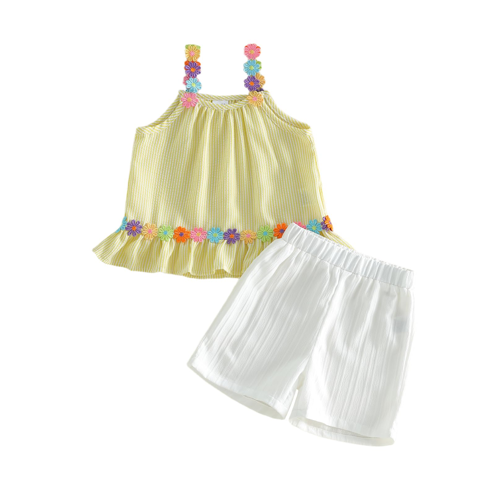 Little Toddler Kids Girl Clothes Set 1-8 Years Summer Outfits Solid Color Tank Tops &amp; Shorts
