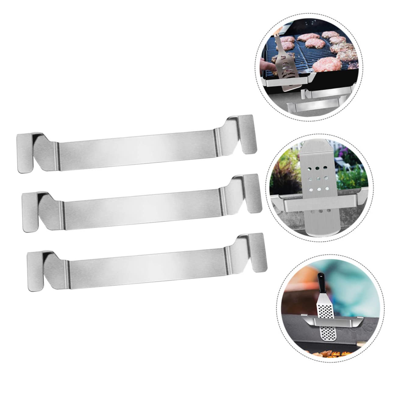 Sosoport 3 Sätze BBQ Tool Rack Gestell Grillzubehör Rost Für Grillbesteck Aus Edelstahl Edelstahlküchenutensilien Backspatelhalter Utensilienregal Rostfreier Silber 3 Stück * 3