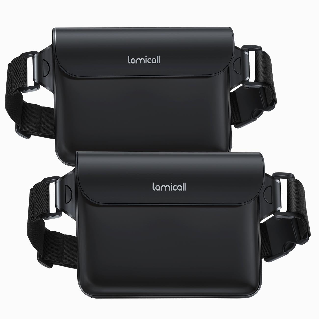 Lamicall wasserdichte Tasche, Wasserfester Beutel - [2 Stück] wasserdichte Bauchtasche mit einstellbarem Band, IPX8 Waterproof Bag für Wassersport, Schwimmen, Strand, Bootsfahrten - Schwarz