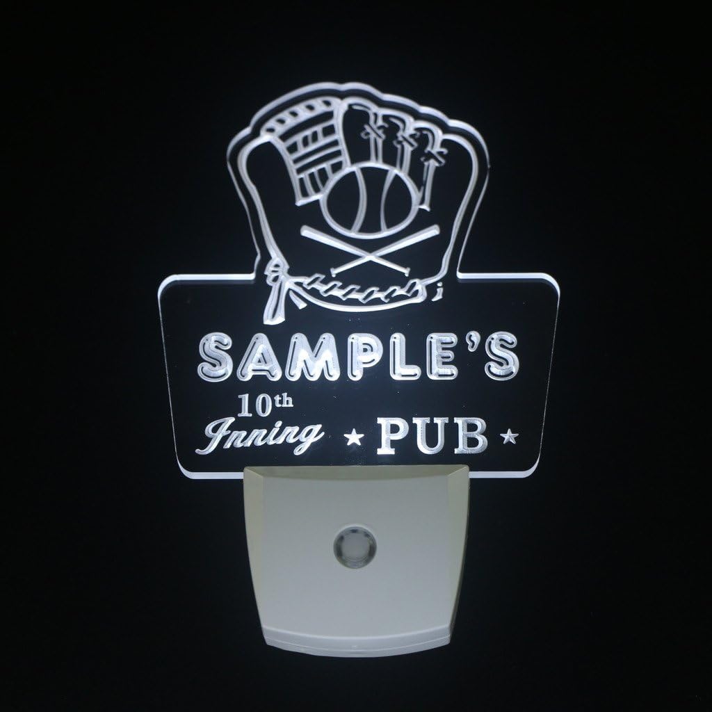 ADVPRO wspo-tm Name Personalized Custom Baseball Inning Bar Beer Day/Night Sensor LED Sign