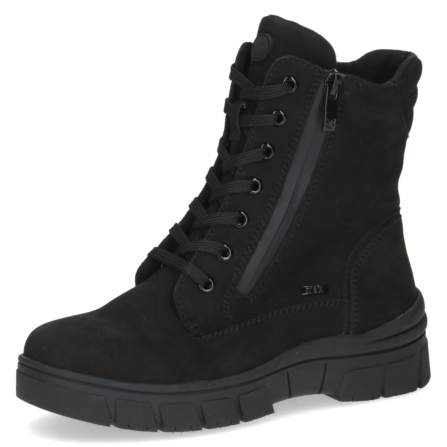 CAPRICE women's winter lace-up ankle boots leather water-repellent, Black (Black Nubuc), 4 UK