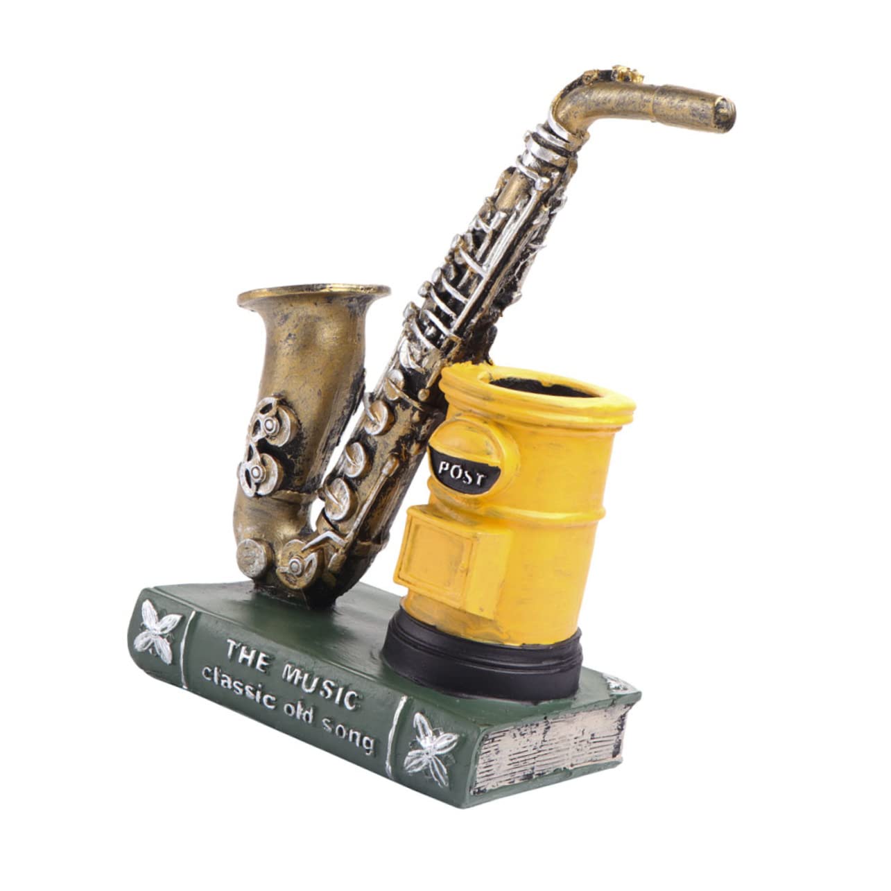 Pot à crayons saxophone vintage retro organisateur bureau etudiants