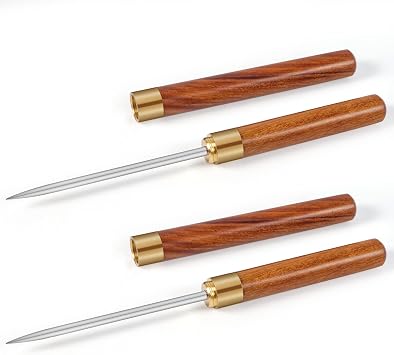 Ice Pick with Cover - 2 Pack Stainless Steel Ice Picks for Breaking Ice, Non-slip Wooden Handle Ice Pick Tool Easy to Grip, Ice Picks for Kitchen Long