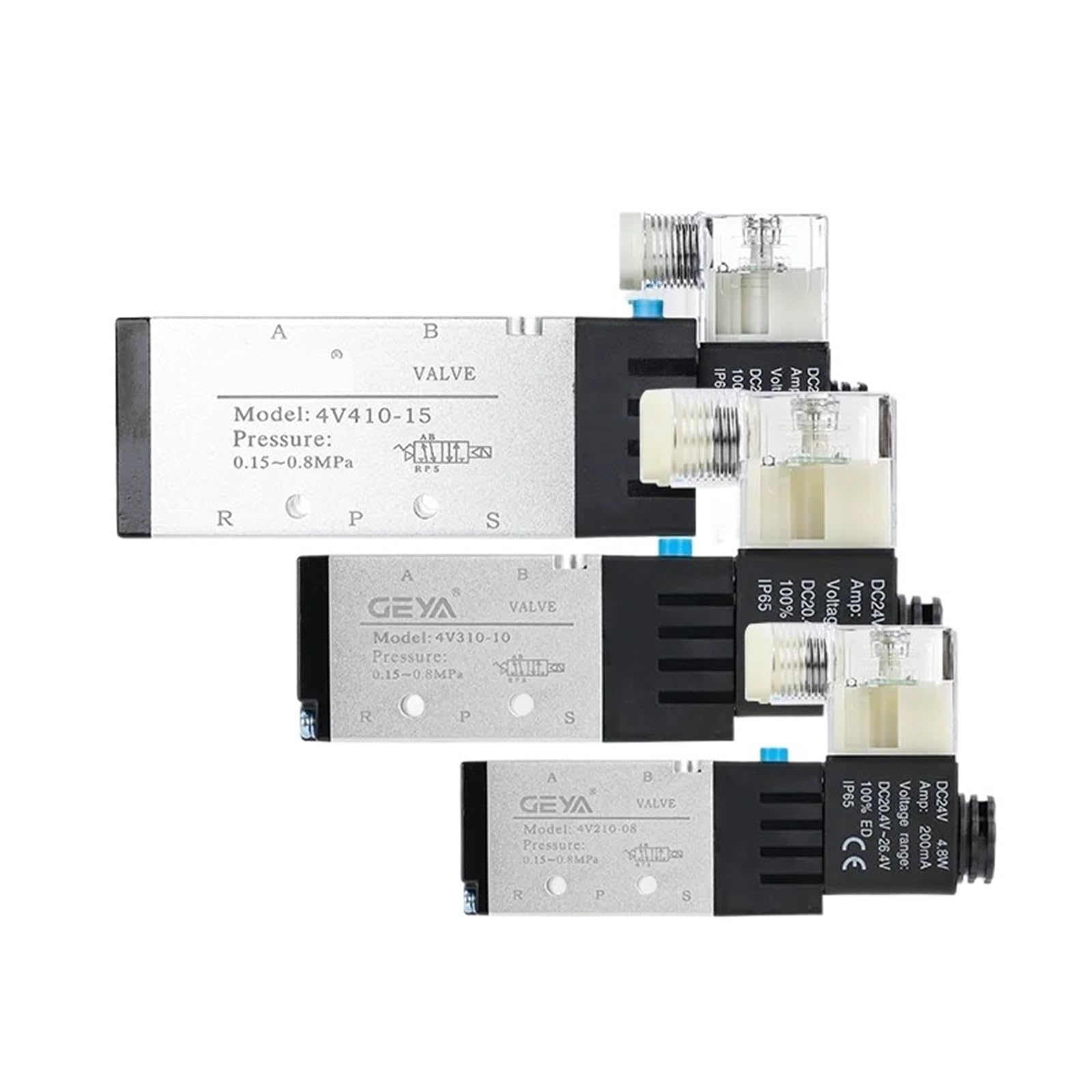 Électrovanne 5 voies 2 positions 4V210-08 à haute réactivité magnétique 12V pour air comprimé