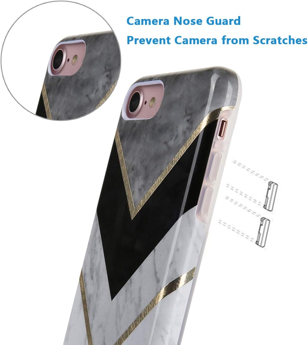 TRENSOM iPhone SE 2020 Case 2nd Gen iPhone 8 Case iPhone 7 Case, White Black Stripe Marble Pattern, Dual Layer Clear Soft TPU Hard PC Back Cover Shockproof Protective Phone Cases for Men Boys[4.7"]